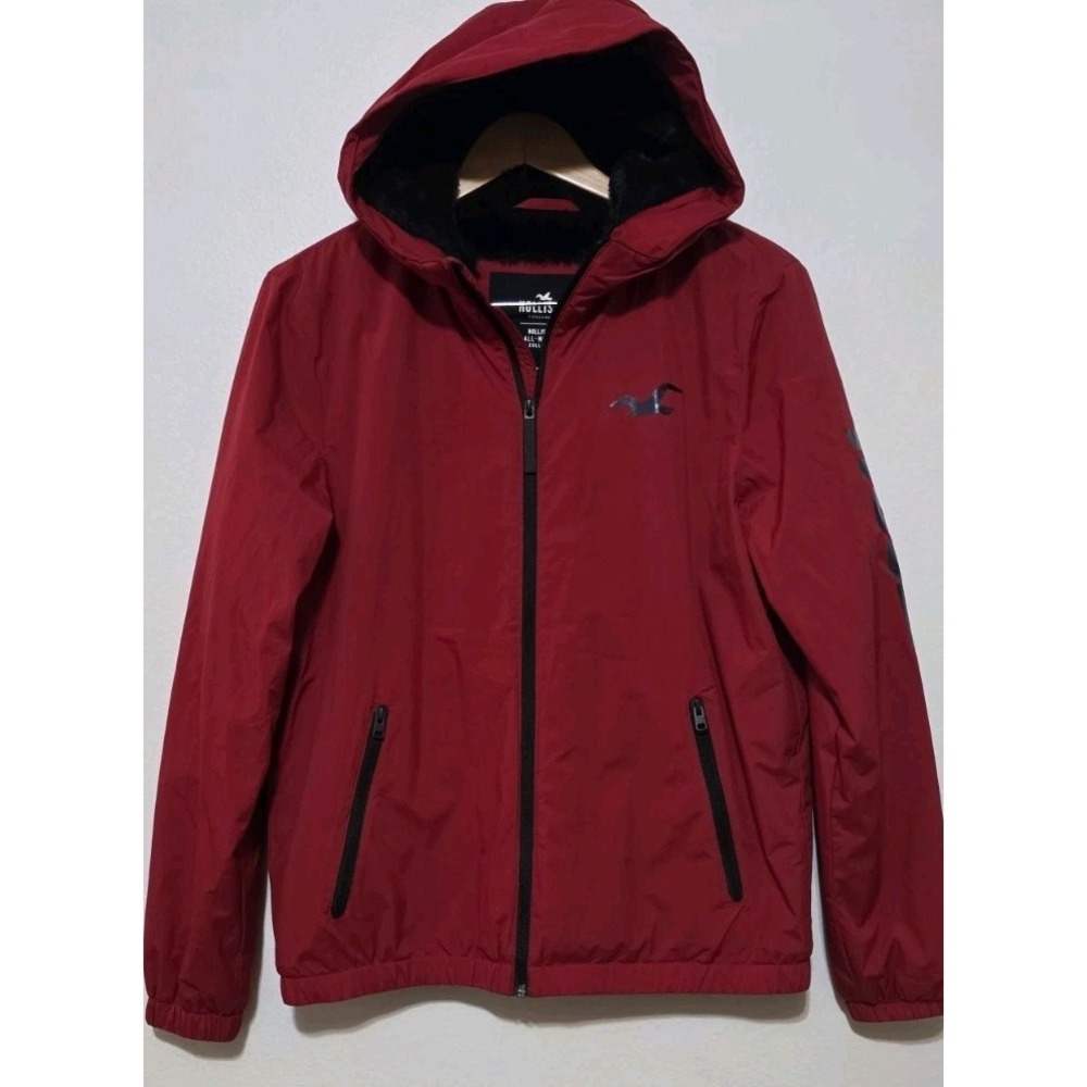 HOLLISTER FAUX FUR LINED ALL WEATHER JACKET Red Coat S Thick Ski Snow‎ Winter